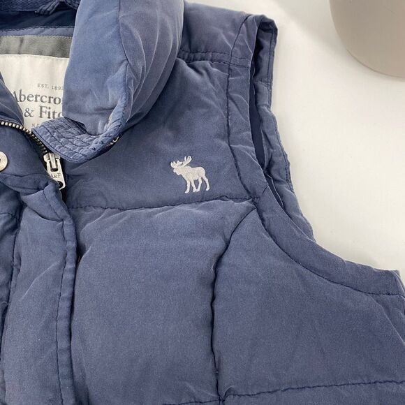 Abercrombie & Fitch Women's Down Filled Puffer Vest Blue M Y2K - Picture 4 of 13